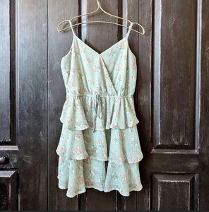 Trixxi Floral Print Dress with Pink and Green Accents